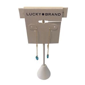 Faux Turquoise & Goldtone Flower Threader Earrings.